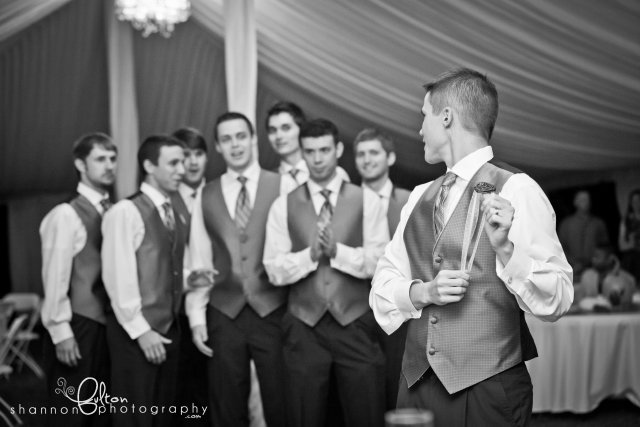 groom, groomsmen, garter toss, nashville area wedding, reagan tn